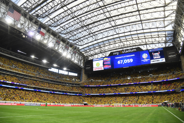 HOUSTON, TEXAS - JUNE 24: A general view of the stadium as the The LED board shows the attendance during the CONMEBOL Copa America 2024 Group D match between Colombia and Paraguay at NRG Stadium on June 24, 2024 in Houston, Texas. 